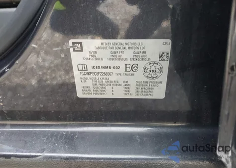 2015 Chevrolet Silverado 1500 Ls/Wt from USA, damaged, VIN 1GCVKPEC8FZ268567